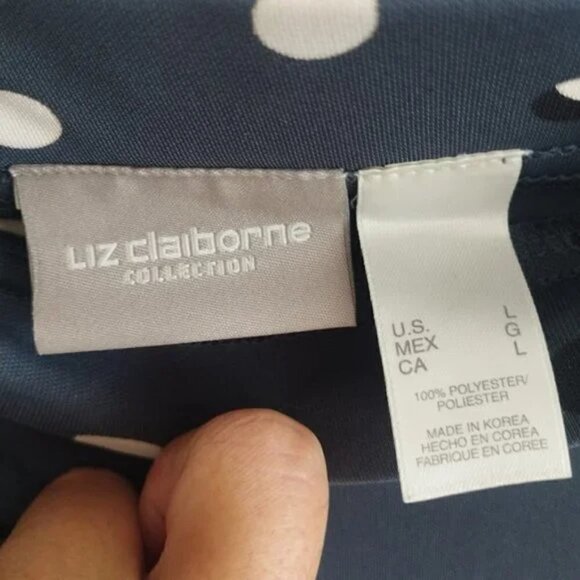 Liz Claiborne Womens Polka Dot Set sleeveless shirt size L - Picture 14 of 14